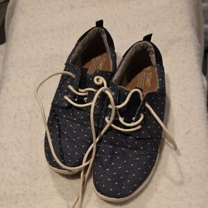 Toms Ladies Navy Polka Dot Sneakers